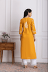 Fizaa Chikankari Kurti for Women With Pocket - Mustard